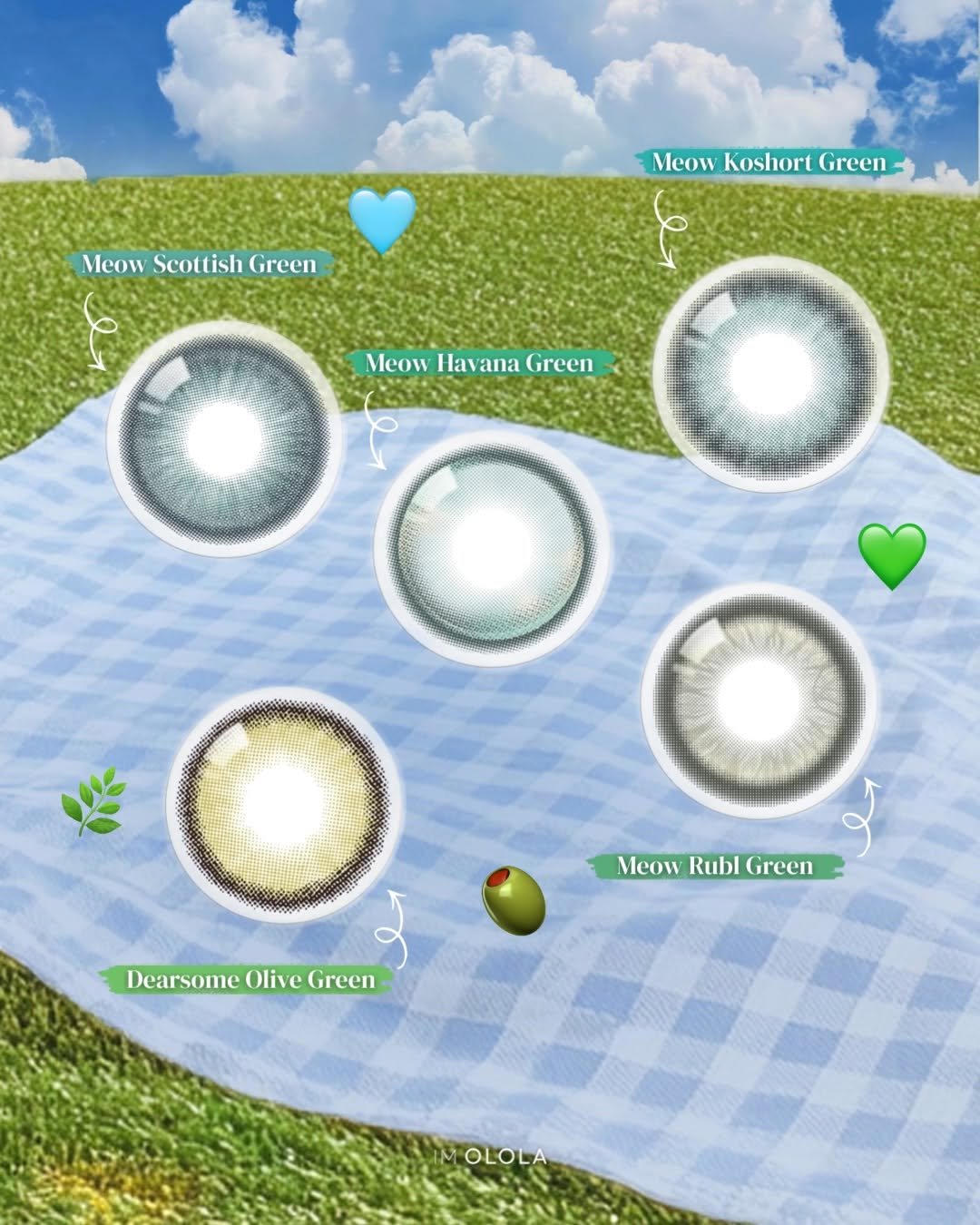 ololalens_kr 게시물 이미지: "날씨가 이렇게 그린그린한데.. 🌿 아직도 눈동자만 동동 뜰까 봐 초록 렌즈...