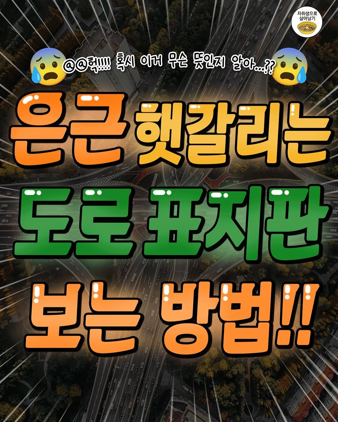 Photo by 자취생으로 살아남기 on August 17, 2025. May be an image of ‎text that says '‎자취생으로 루 실이남기 دنا A @@!!!!! 혹시 이거 무슨 뜻인지 알아...?? 알아 흔근햇갈리는 도로고 로표지판 보는방법!! 보는 방법!!‎'‎.