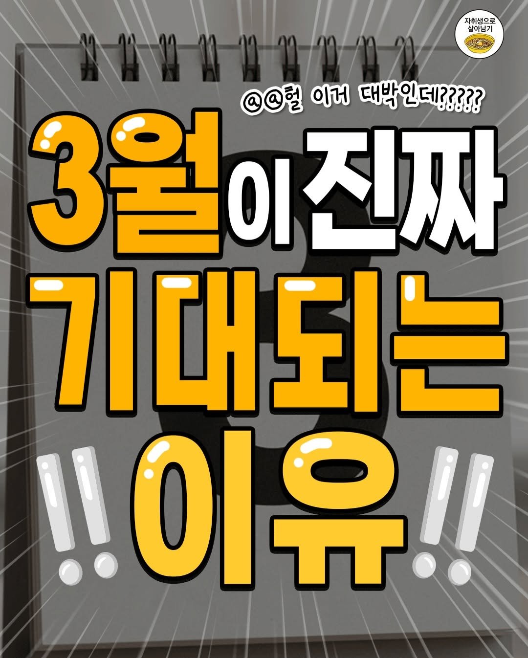 Photo by 자취생으로 살아남기 on February 22, 2026. May be an image of text that says '자취생으로 실하남기 R @@헐 이거 대박인데????? 3월이진짜 08808 진짜 기대되는 !!이유. II'.