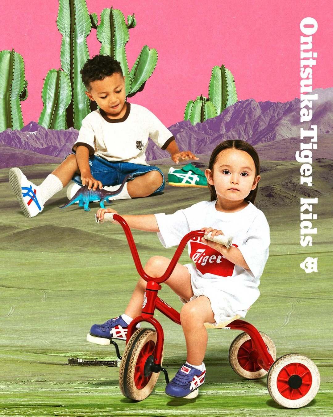 Photo by 오니츠카타이거 코리아 Onitsuka Tiger Korea on August 25, 2025. May be an illustration of 2 people, child, bicycle, magazine, poster and text.
