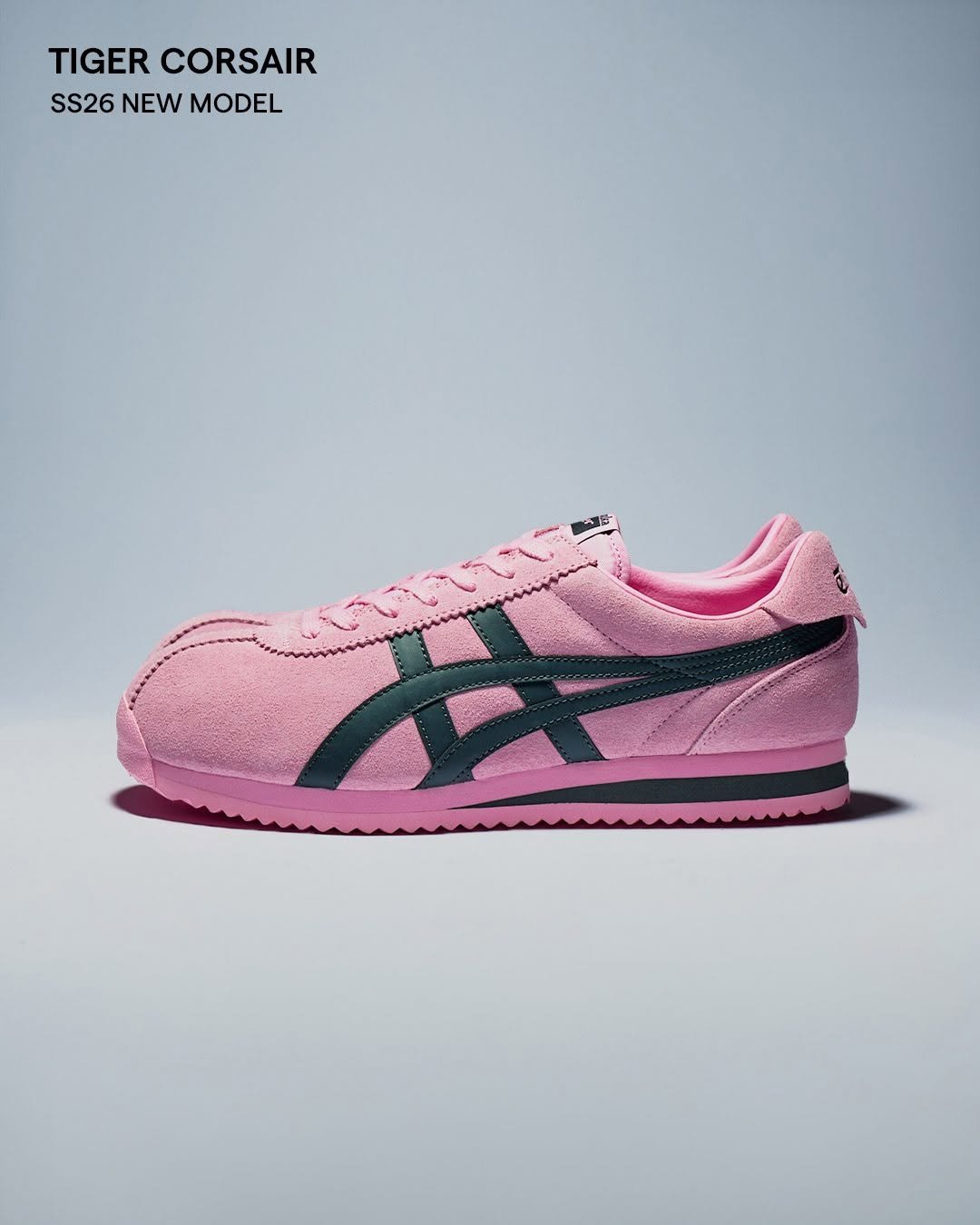 Photo by Onitsuka Tiger Korea on February 12, 2026. May be an image of sneakers and text that says 'TIGER CORSAIR SS26NEWMODEL SS26 NEW MODEL'.