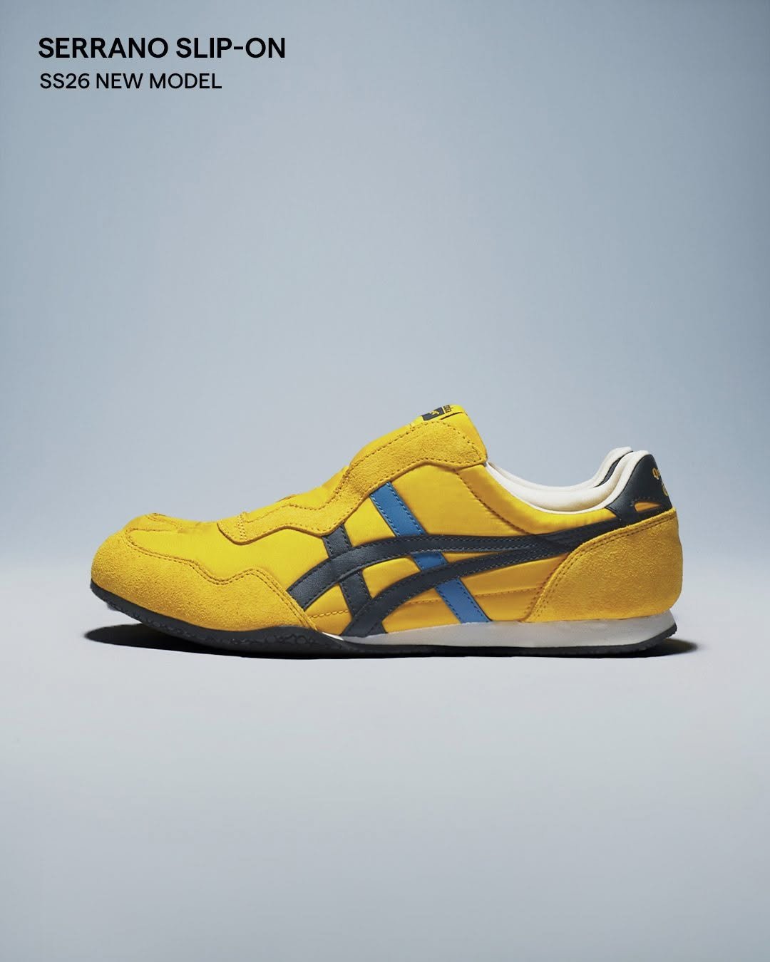 Photo by Onitsuka Tiger Korea on April 17, 2026. May be an image of sneakers and text that says 'SERRANO SLIP-ON -ON SS26NEWMODEL SS26 NEW MODEL'.