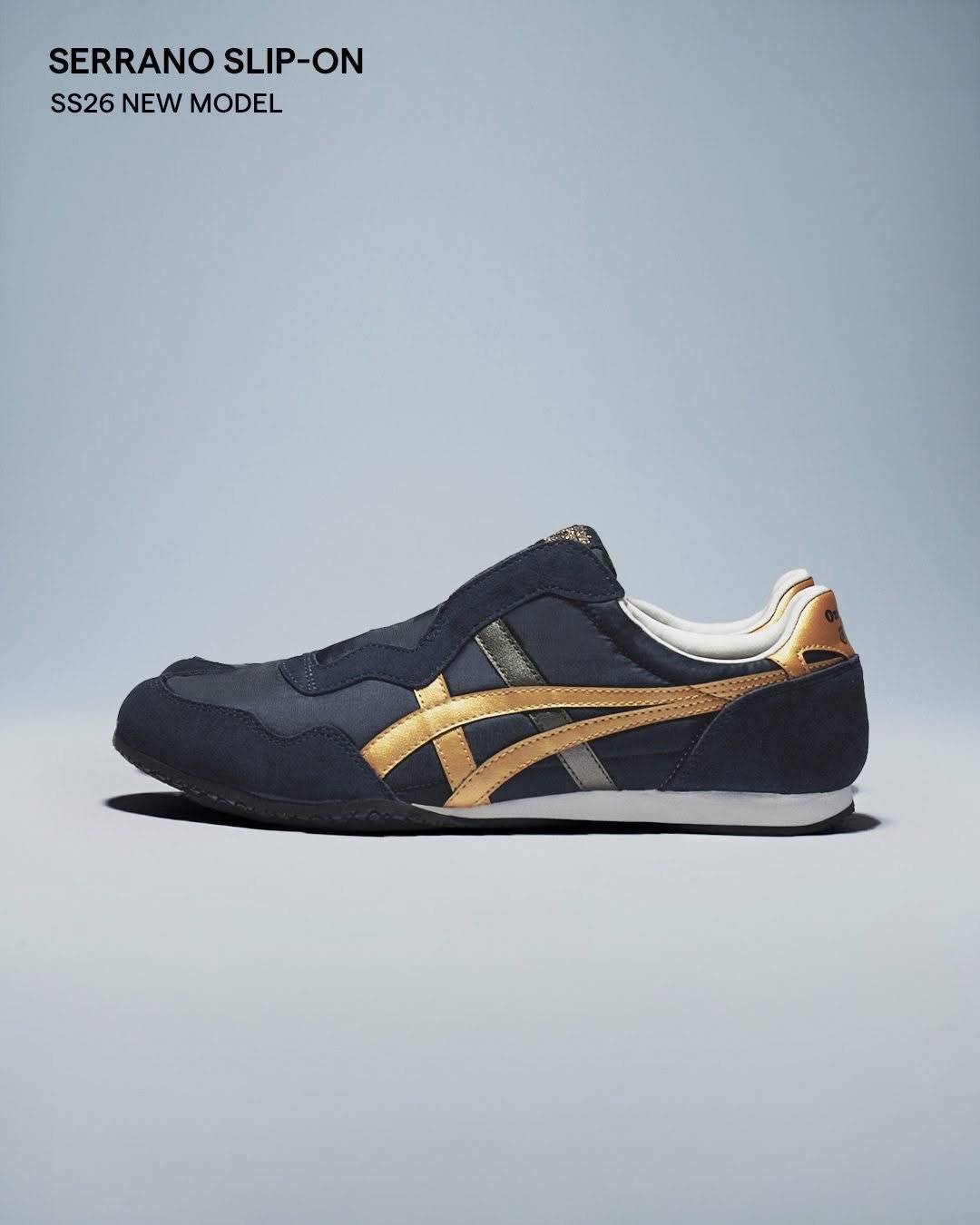 Photo by Onitsuka Tiger Korea on April 17, 2026. May be an image of sneakers and text that says 'SERRANO SERRANOSLIP-ON SLIP-ON SS26 NEW MODEL ብርበቅ PO'.