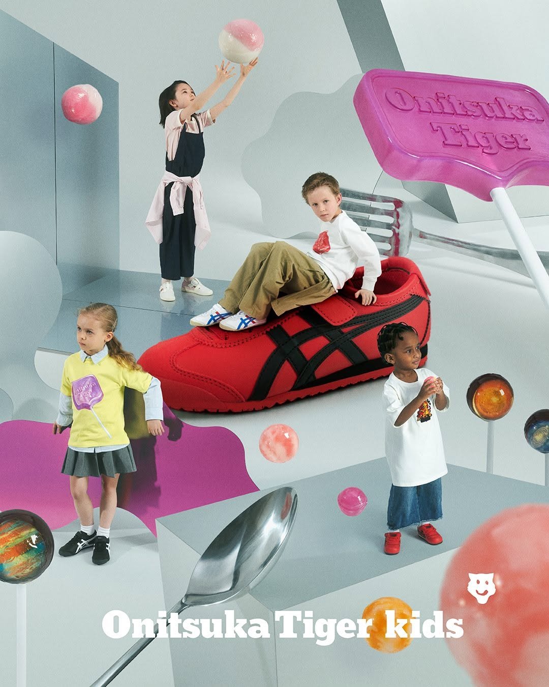 Photo by Onitsuka Tiger Korea on April 27, 2026. May be a cartoon of ‎sports equipment, poster and ‎text that says '‎Onfisuka igjex ل Onitsuka OnitsukaTigerkids Tiger kids‎'‎‎.