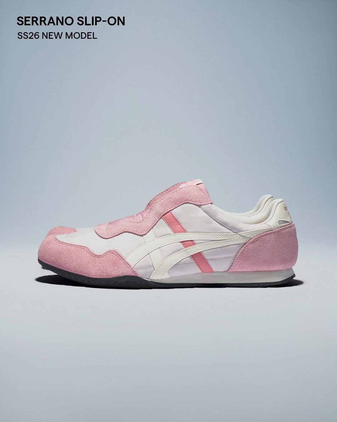 Photo by Onitsuka Tiger Korea on April 18, 2026. May be an image of sneakers and text that says 'SERRANO SLIP-ON -ON SS26NEWMODEL SS26 NEW MODEL'.