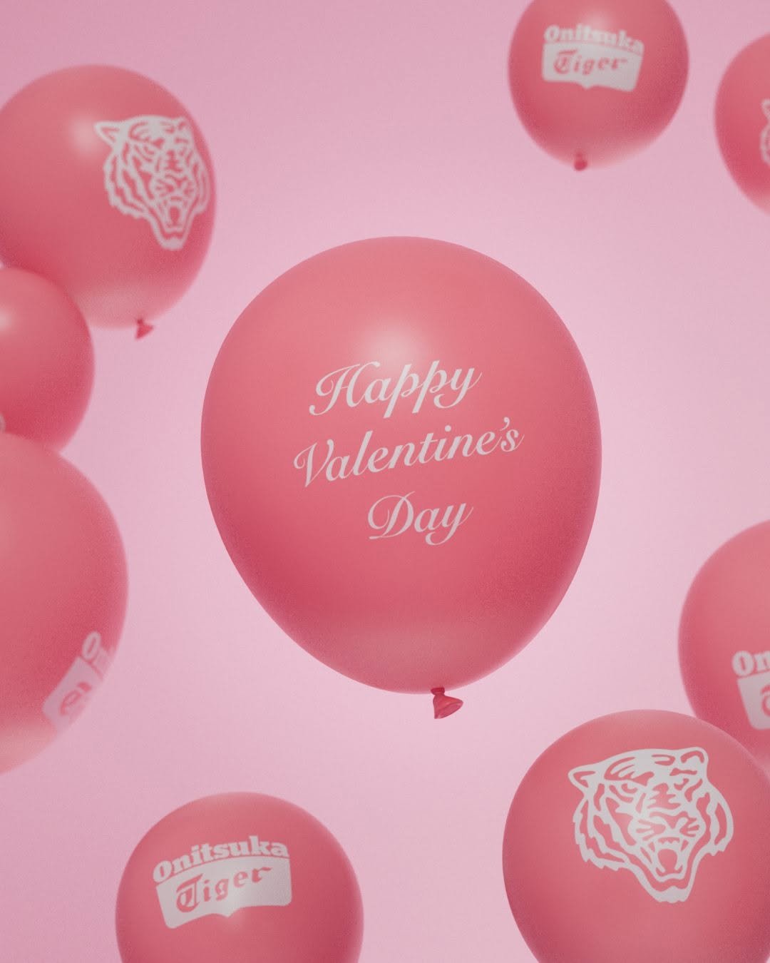 Photo by Onitsuka Tiger Korea on February 13, 2026. May be an image of ‎tiger, heart, balloon and ‎text that says '‎Onltsnle Tiger Happy Valentine's Aay 1ם Or Onitsuka oniger Jiger‎'‎‎.