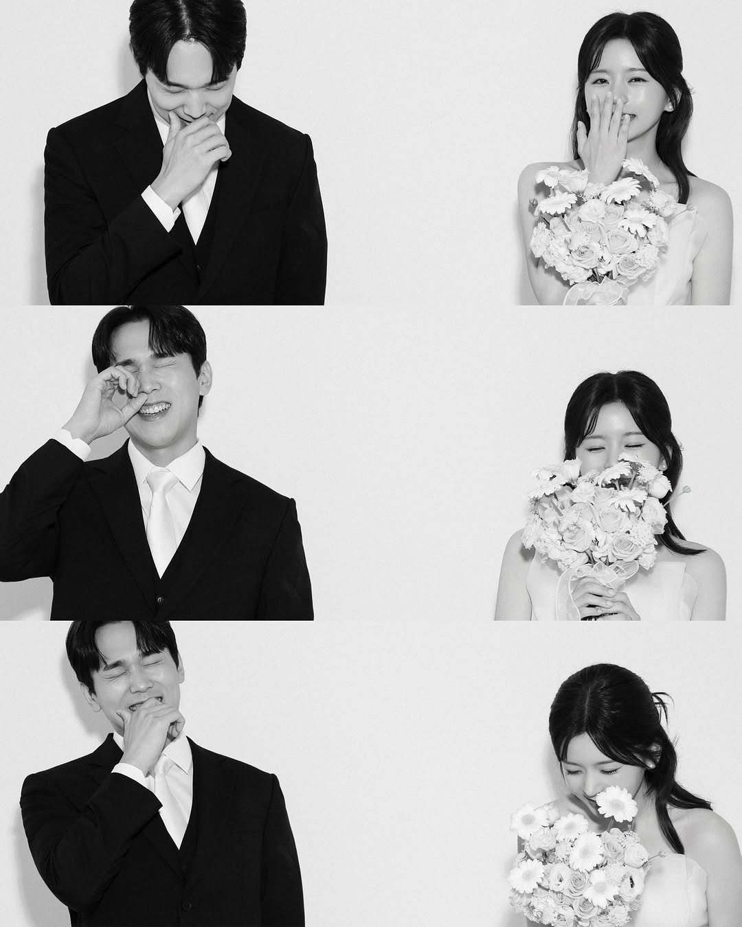 Photo shared by 온리그래퍼/ 제주스냅 서울스냅 웨딩스냅 커플스냅 on October 14, 2025 tagging @by_moon_official, @by_moon_stylist_suji, and @only.grapher_wedding. May be a black-and-white image of one or more people, bangs, top, wedding and text.