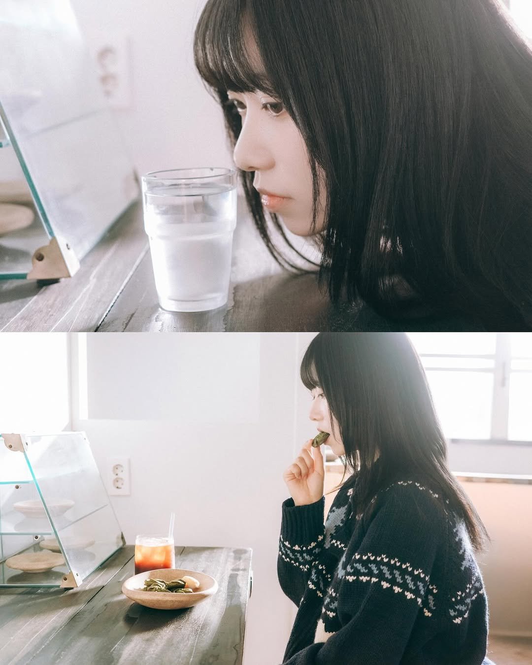 Photo shared by 온리그래퍼 신익수/ 제주스냅 서울스냅 웨딩스냅 커플스냅 on December 05, 2025 tagging @nanige_moment, @iedemo_graphy, and @nomore_carrot. May be an image of one or more people, hair, cigarette, cornflower and text.