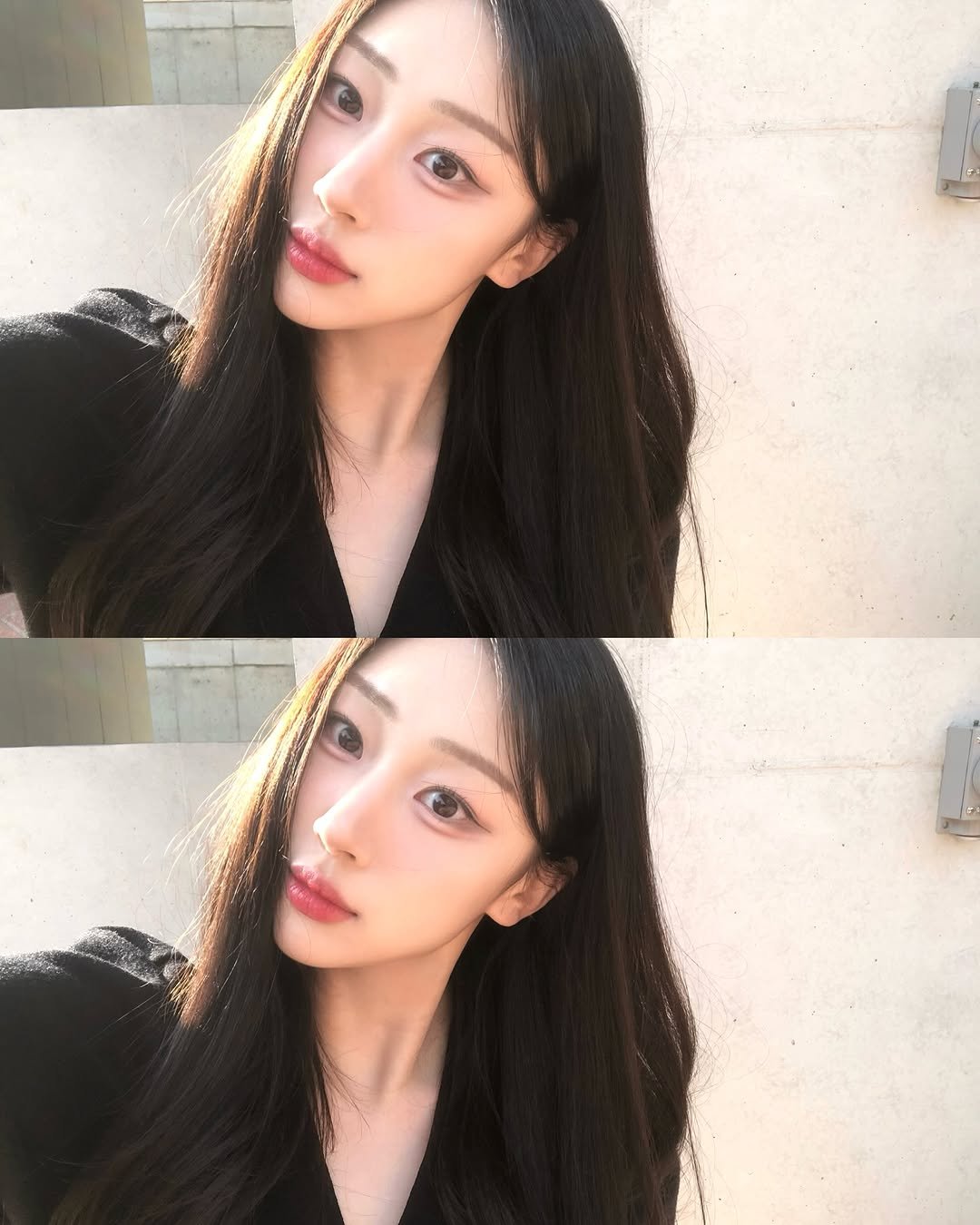 Photo by 장진원 JINWON on April 29, 2025. May be a selfie of 2 people, braids, long hair, makeup and text.