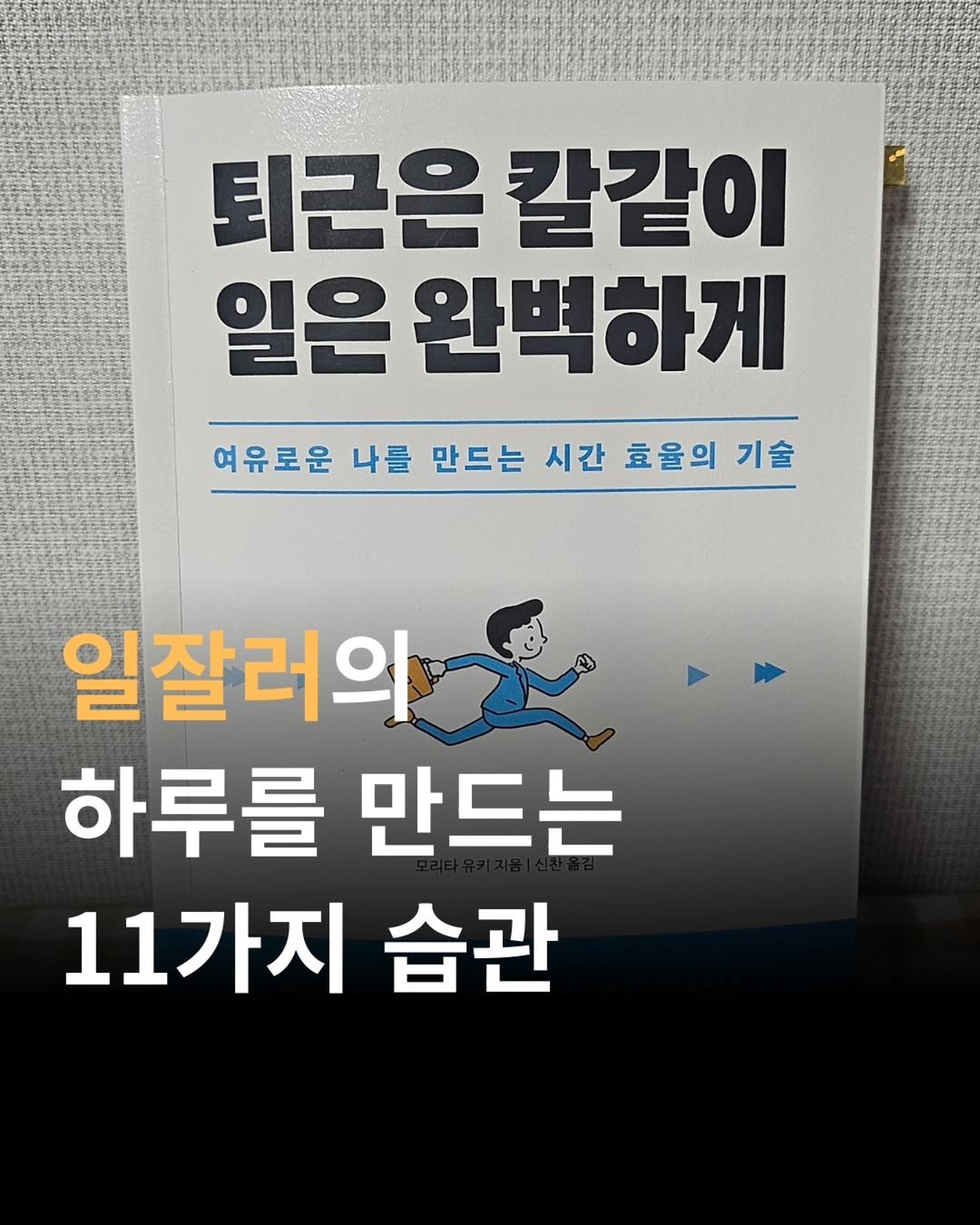 Photo by 온마음 /  독서로 밝히는 마음의 작은 등불 on December 21, 2025. May be an image of book and text that says '퇴근은 칼같이 일은 완벽하게 여유로운 나를 만드는 시간 효율의 기술 일잘러의 하루를 만드는 11가지 습관'.