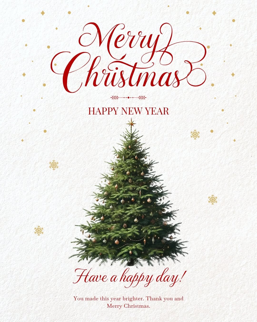 Photo by 원앤원북스 on December 24, 2025. May be an image of ‎christmas tree, card, poster, tinsel, magazine and ‎text that says '‎Me4y Christmas ا >>>> HAPPY NEW YEAR Fave a happy day! You made this year brighter. Thank you and Merry Christmas.‎'‎‎.