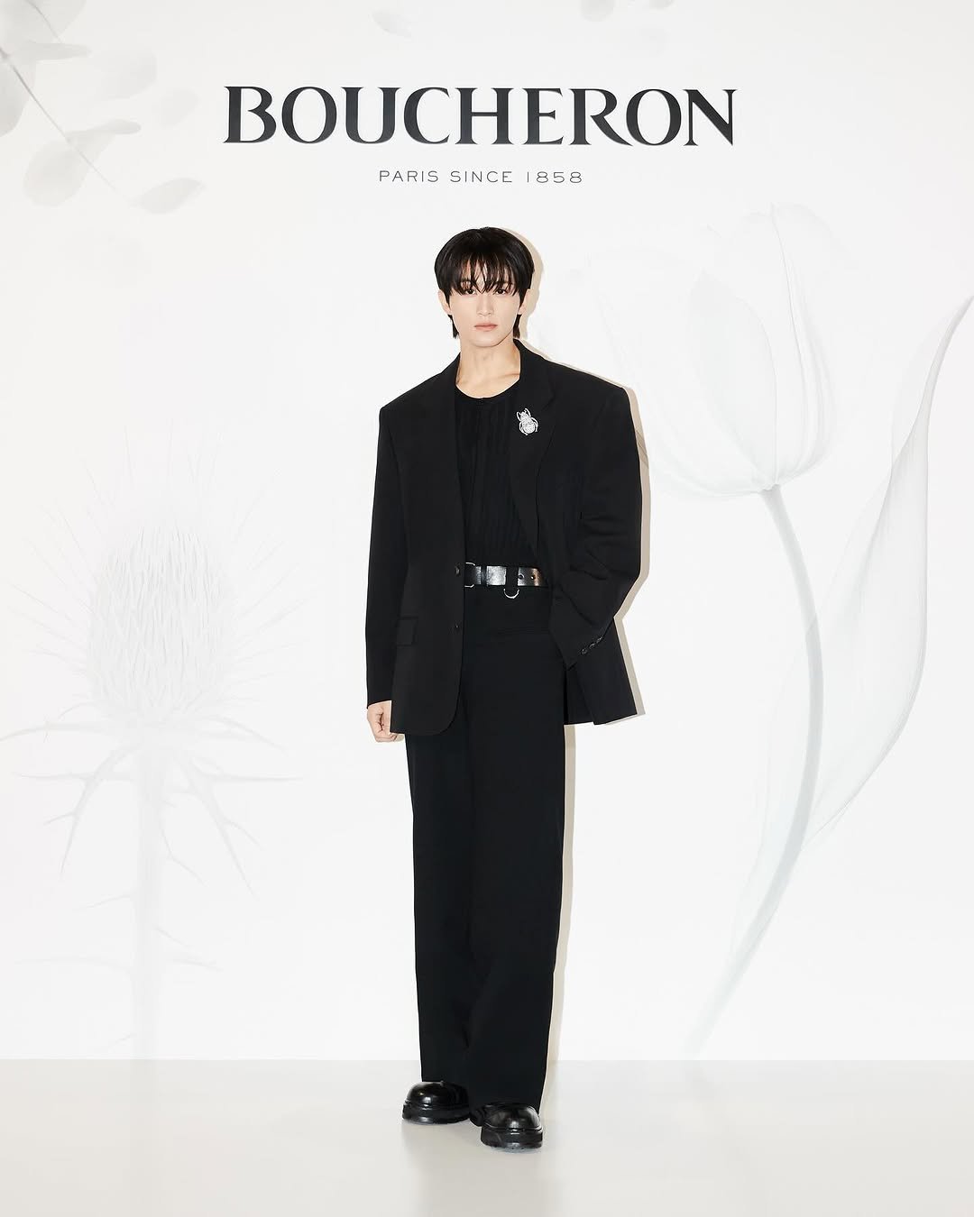 Photo shared by Mark on October 22, 2025 tagging @boucheron. May be an image of suit and text that says 'BOUCHERON PARISSINCE1858 PARIS BOUCHERON S INCE 858'.