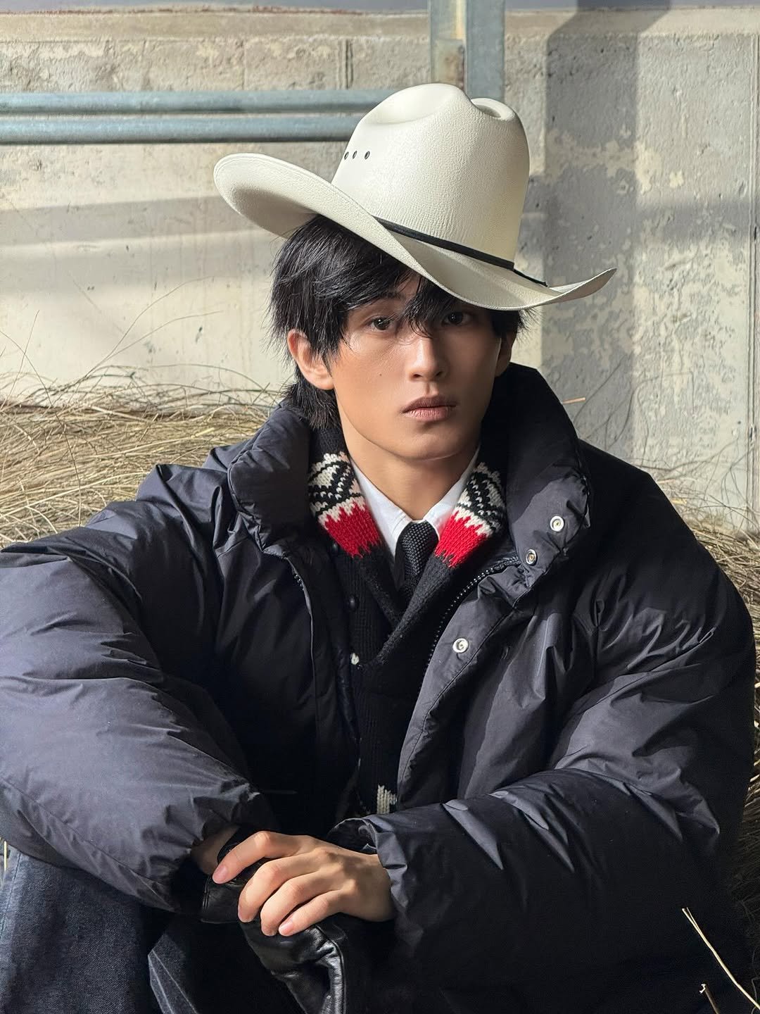 Photo shared by Mark on December 10, 2025 tagging @gq_korea, and @poloralphlauren. May be an image of duffle coat, bolo tie, parka and text.