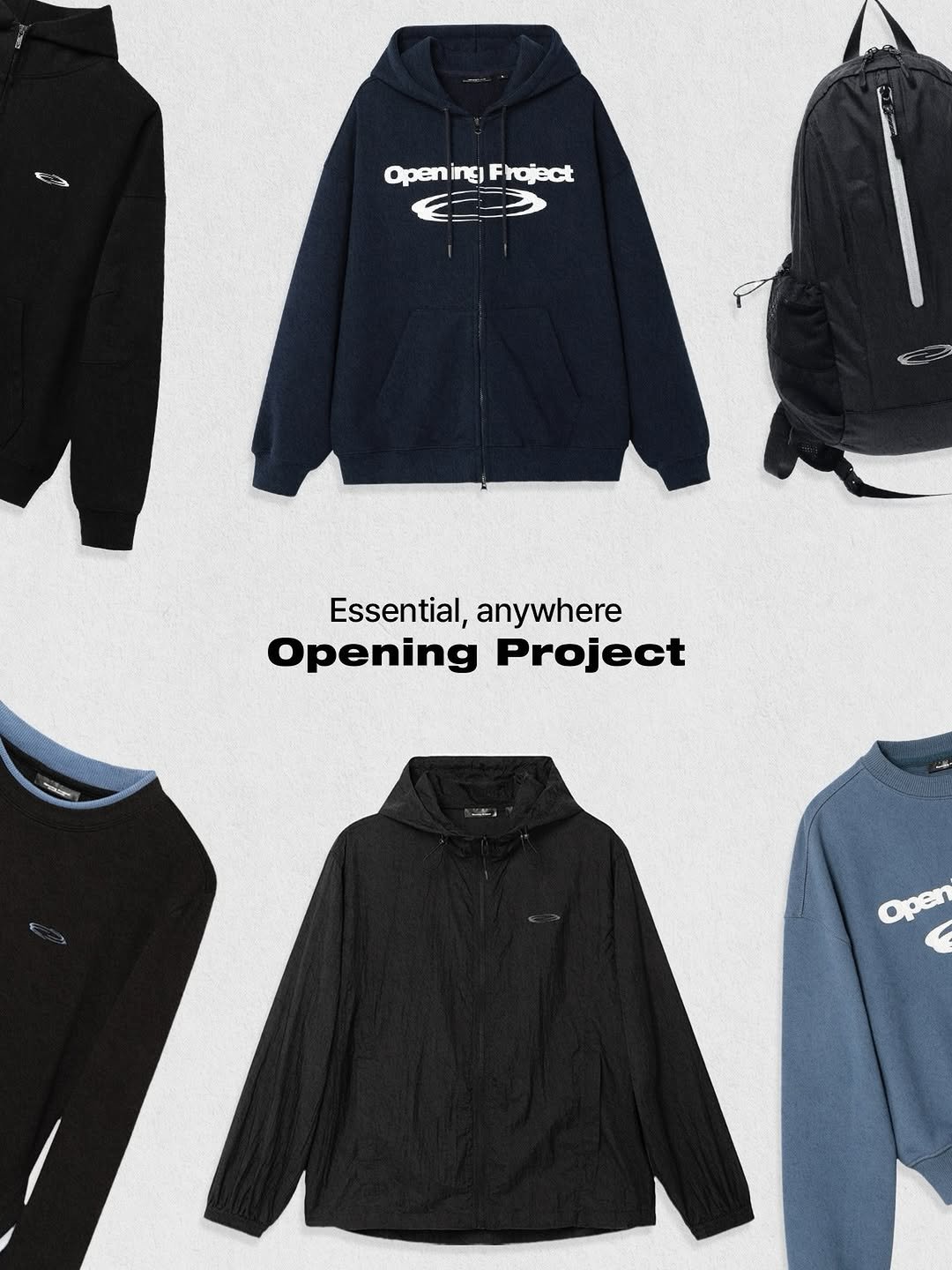 Photo by Opening Project on November 28, 2025. May be an image of sportswear, fleece, parka, sweatshirt and text that says 'Open Openine)Froject π Froject E3 Essential, Essential,anywhere anywhere Opening Project OND Open'.