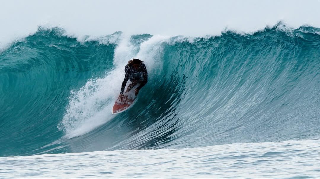 Photo shared by Oscar Langburne on November 15, 2025 tagging @ripcurl, @onboard_store, @harrydott, @christensonsurfboards, and @agamui. May be an image of surfboard, wetsuit, ocean, water and text.