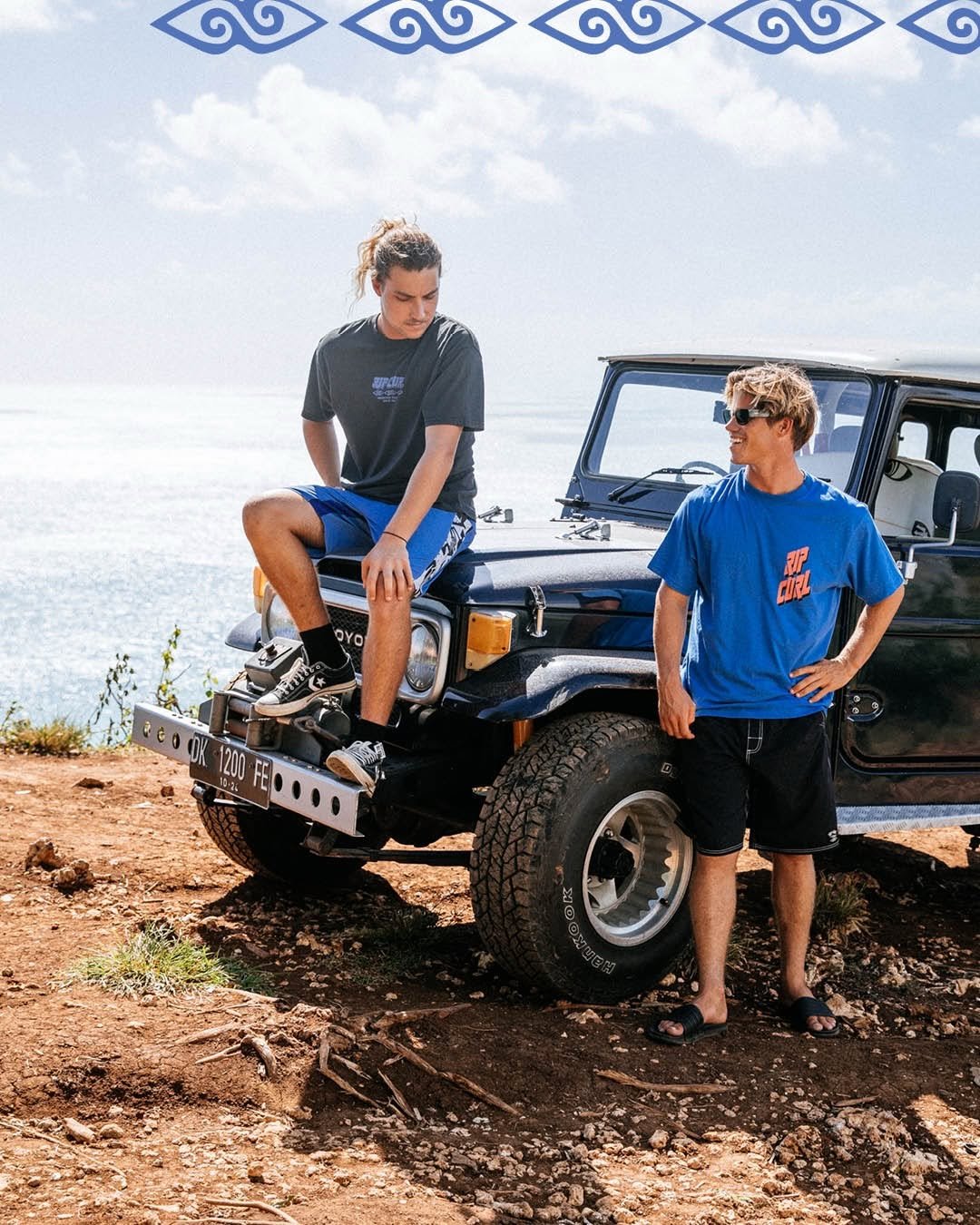Photo shared by Rip Curl on April 16, 2026 tagging @itsjust_morgan, and @oscar.langburne. May be an image of jeep, golf cart, dune buggy, outdoors and text.