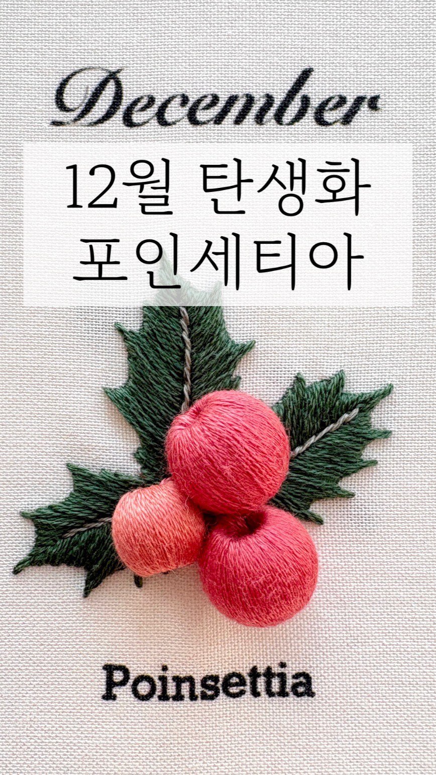 otiumembroidery 게시물 이미지: 일년동안 선보였던 탄생화자수가 12월 포인세티아를 끝으로 마무리하게...