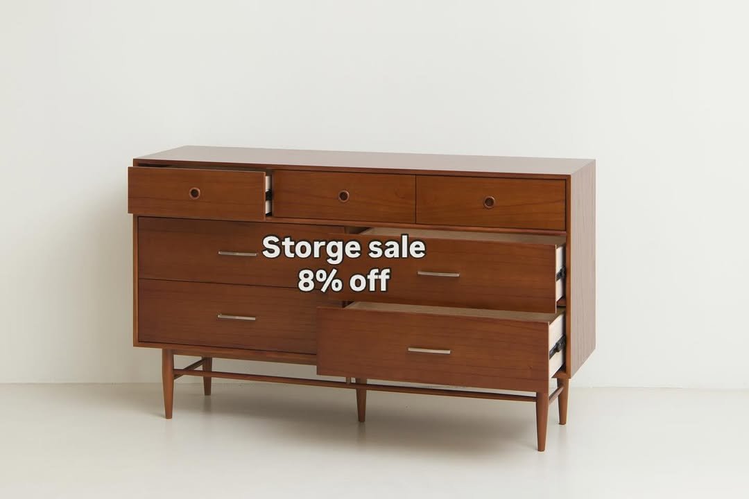 Photo shared by 오투가구 on April 26, 2026 tagging @home43_official1. May be an image of credenza, armoire, bureau and text that says 'Storge sale 8% 8%off off'.