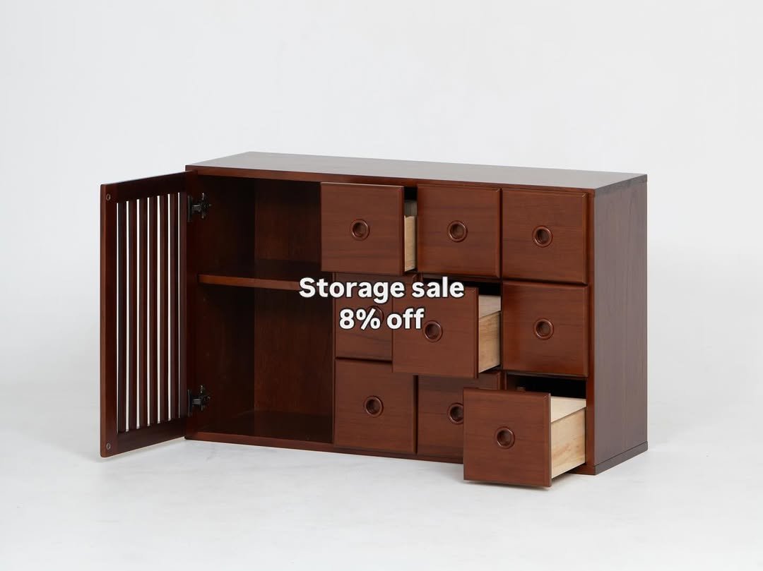 Photo by 오투가구 on April 20, 2026. May be an image of credenza, rack, cabinet, armoire and text that says 'Storage Storagesale sale 8% 8%off off'.
