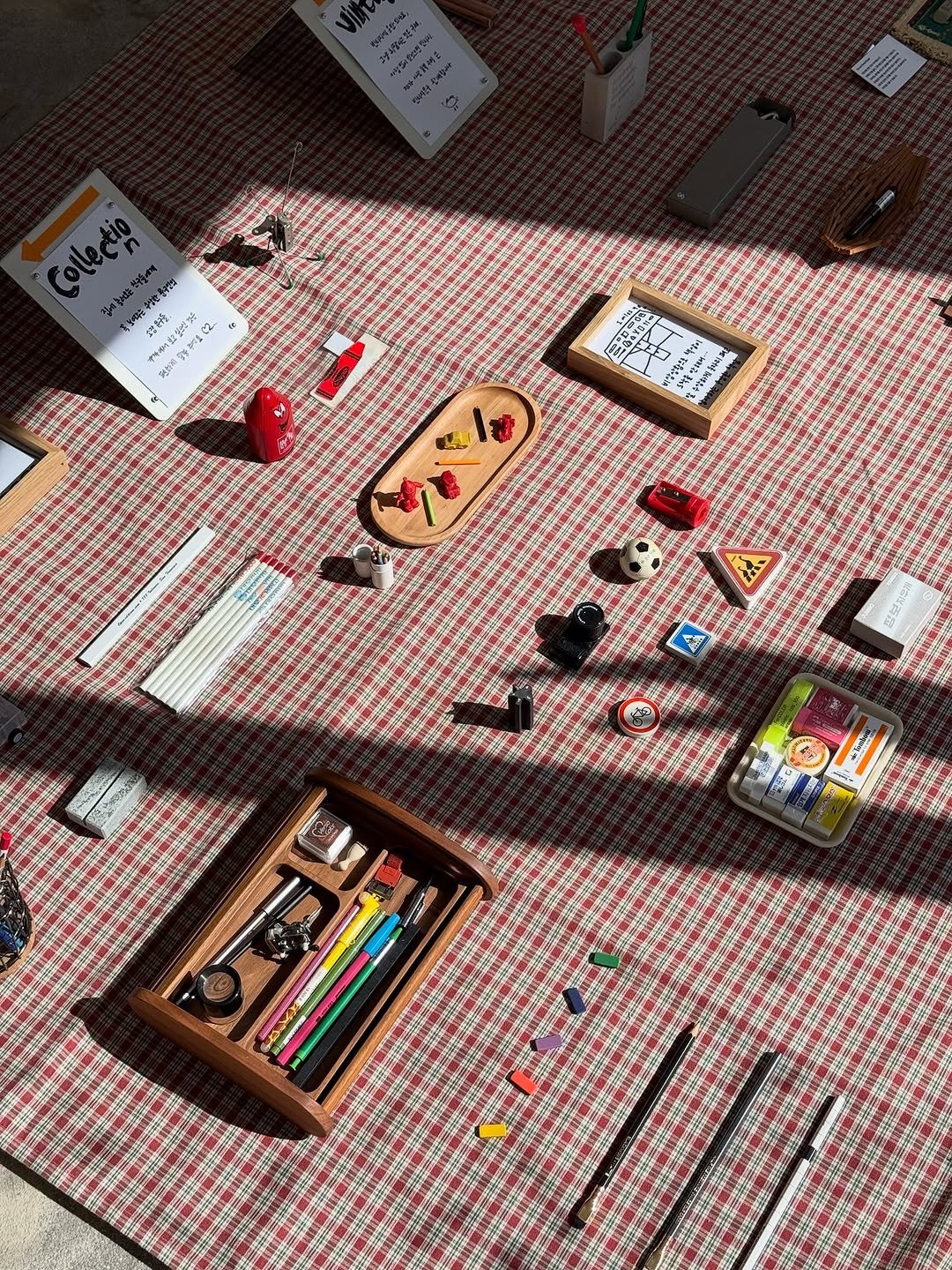 Photo shared by Walking Legacy on September 21, 2025 tagging @easujeong, and @susang_desk. May be an image of childrens toy, lego, scrabble, crossword puzzle, carpet and text.