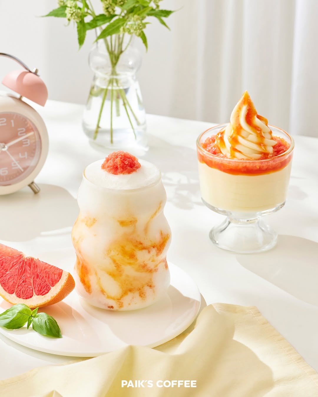 Photo by 빽다방 on September 01, 2025. May be an image of cake, strawberry, tableware, smoothie, whipped cream and text that says '2 2 3 PAIK'S PAIK'SCOFFEE COFFEE'.