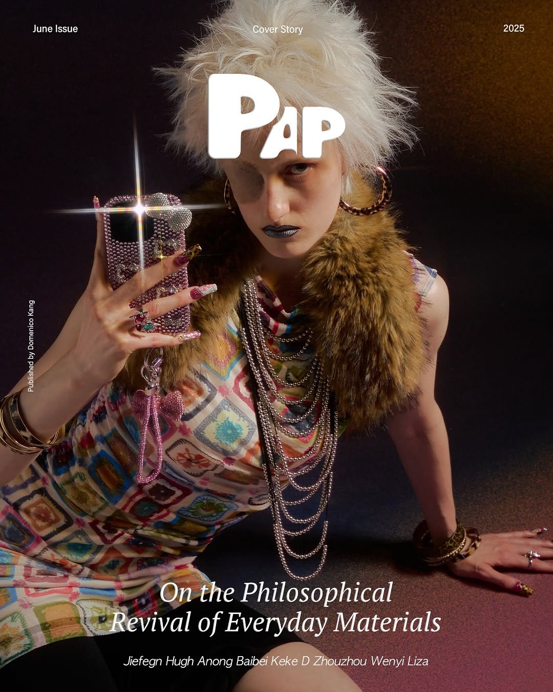 Photo shared by PAP MAGAZINE on June 02, 2025 tagging @nocsllzoefay, @pap_korea, @ch125_, @katong1997, and @baibei1018. May be an image of 1 person, poster, magazine and text that says 'June Issue Cover Story 2025 PAP On the Philosophical Revival of Everyday Materials Jiefegn Hugh Anong Baibei Keke D D Zhouzhou Wenyi Liza'.