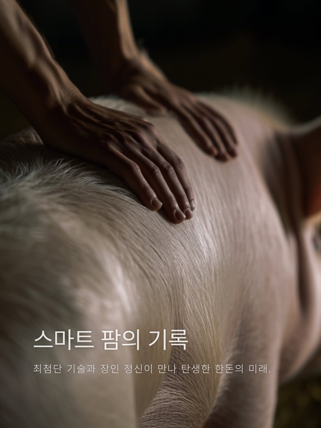 Photo by 극락돈 on April 09, 2026. May be an image of text that says '스마트 팜의 기록 최첨단 기술과 장인 정신이 만나 탄생한 한돈의 미래.'.