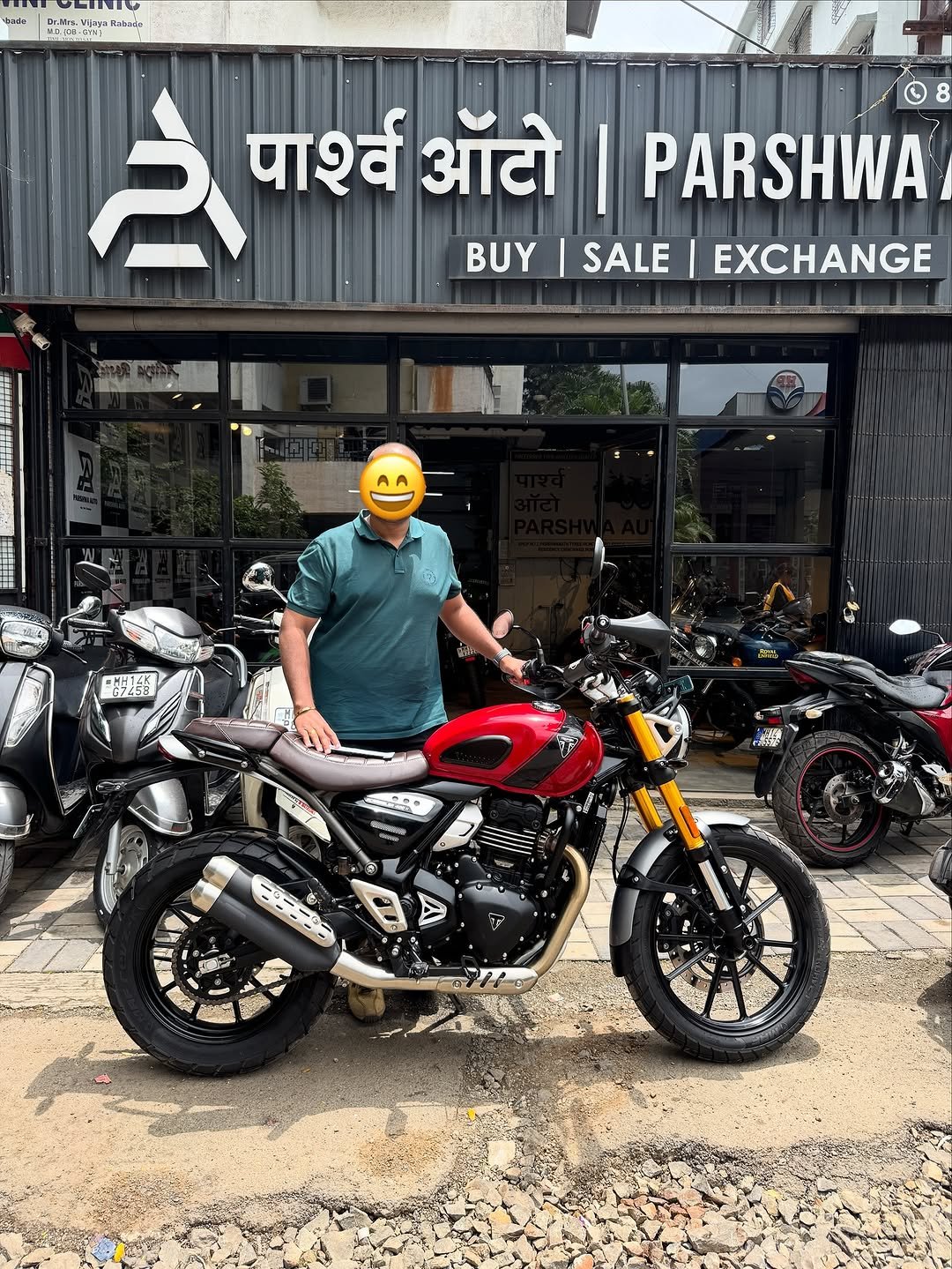 Photo by Parshwa Auto on September 02, 2025. May be an image of 1 person, motorcycle and text.