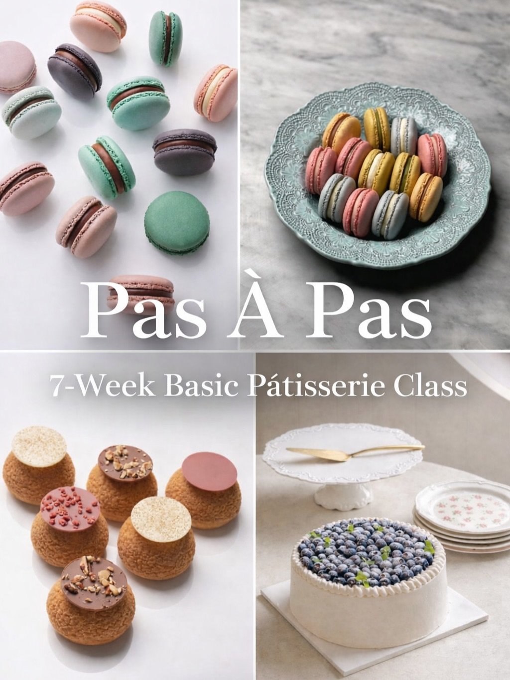 Photo by 이 상화 on February 28, 2026. May be an image of cake, eclair and text that says 'RI2EX Pas PasAPas À Pas 7-WeekBasicPátiserieClass 7-Week Basic Pátisserie Class'.