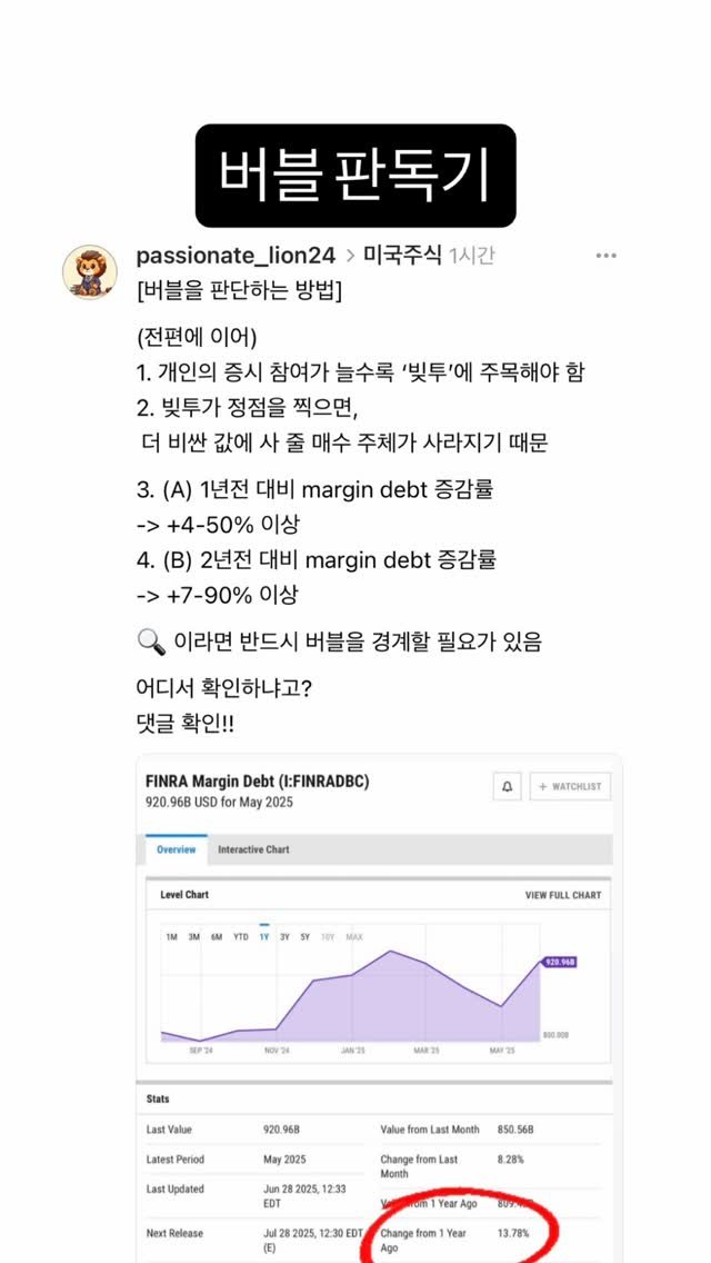 passionate_lion24 게시물 이미지: 버블 판독기는 margin debt 증감률!

이전에는 1년전 대비 기준을...