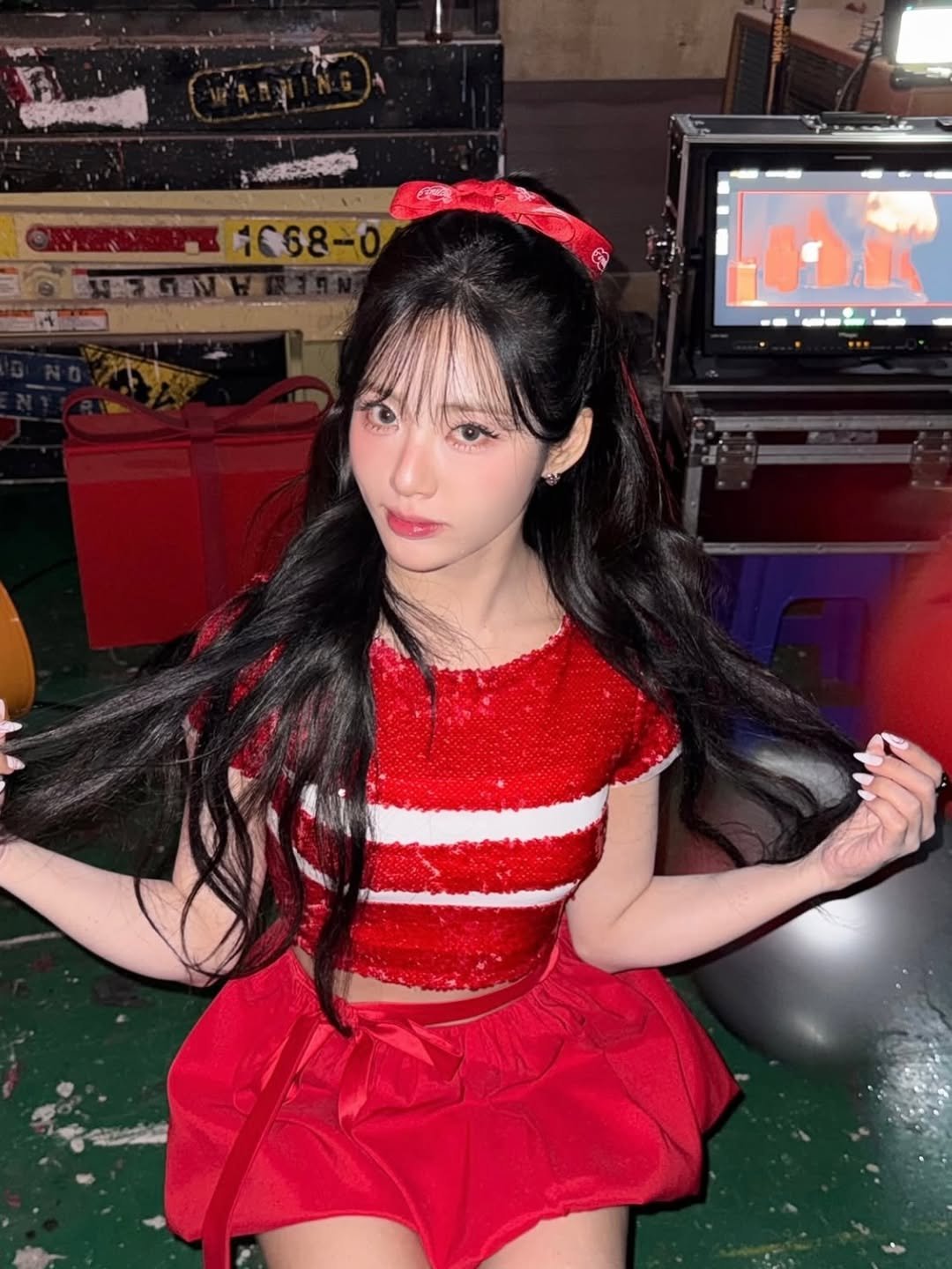 Photo shared by 이나 | Ena on December 24, 2025 tagging @enathin9. May be an image of one or more people, hair, dress and text.