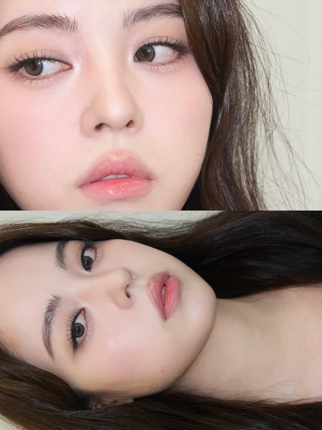 Photo shared by 이나 | Ena on October 03, 2025 tagging @pear1ena, and @enathin9. May be a closeup of one or more people, lipstick, eyeliner and text.