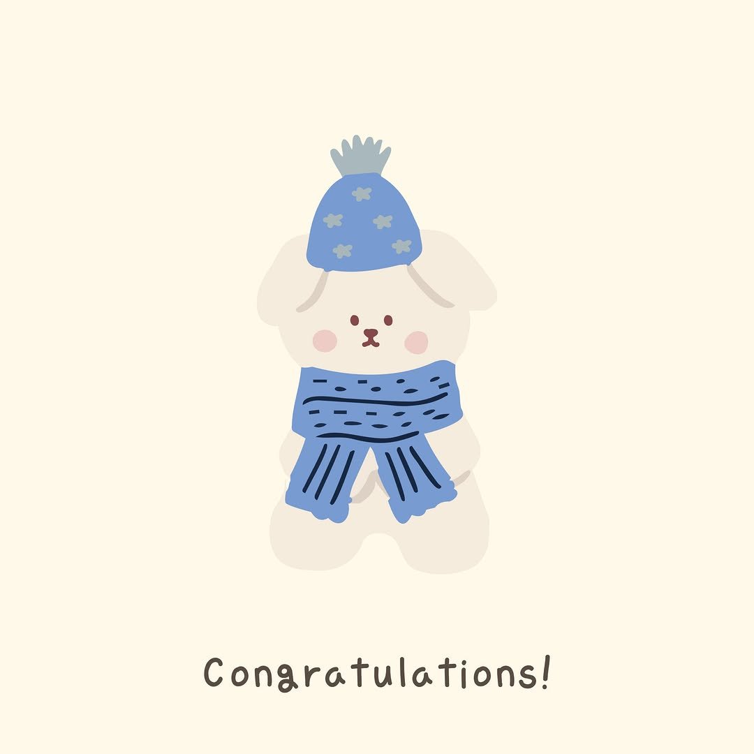 Photo by 반려동물 라이프스타일 브랜드 | 페리가토 Perrigato on March 03, 2026. May be an illustration of sheep, duffle coat, beret, card and text that says 'Congratulations!'.