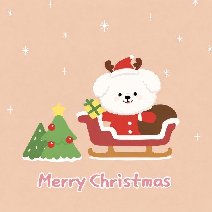 Photo by 반려동물 라이프스타일 브랜드 | 페리가토 Perrigato on December 24, 2025. May be an illustration of ‎gingerbread cookie, cake, christmas tree, card, snowman and ‎text that says '‎* + لتال ن Merry Christmas‎'‎‎.