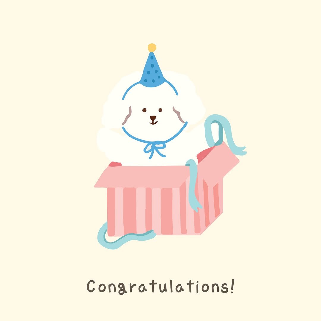 Photo by 반려동물 라이프스타일 브랜드 | 페리가토 Perrigato on July 21, 2025. May be an illustration of sheep, card and text that says 'Congratulations!'.