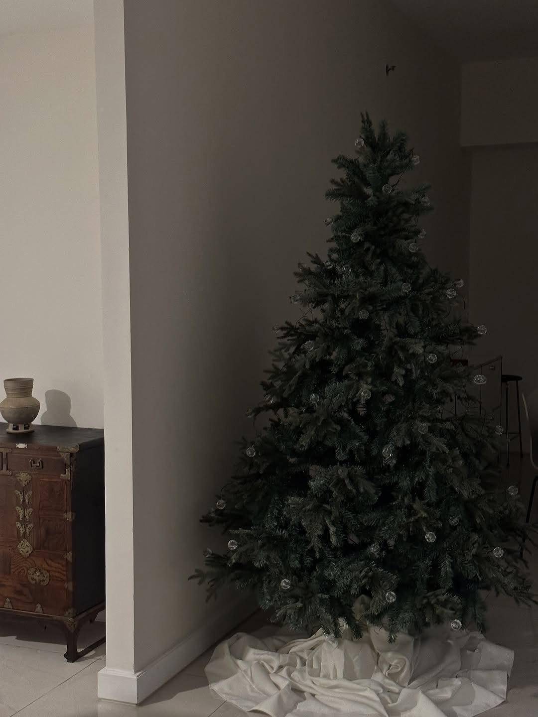 Photo by 박나래 on November 11, 2025. May be an image of christmas tree, tinsel and text.