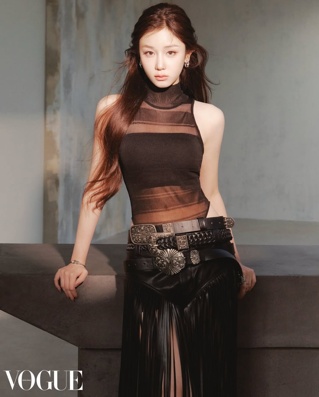 Photo shared by BABYMONSTER PHARITA 파리타 FANPAGE on March 03, 2026 tagging @babymonster_ygofficial, and @babymonster_ygs. May be an image of one or more people, hair, makeup, top and text that says 'VOGUE'.