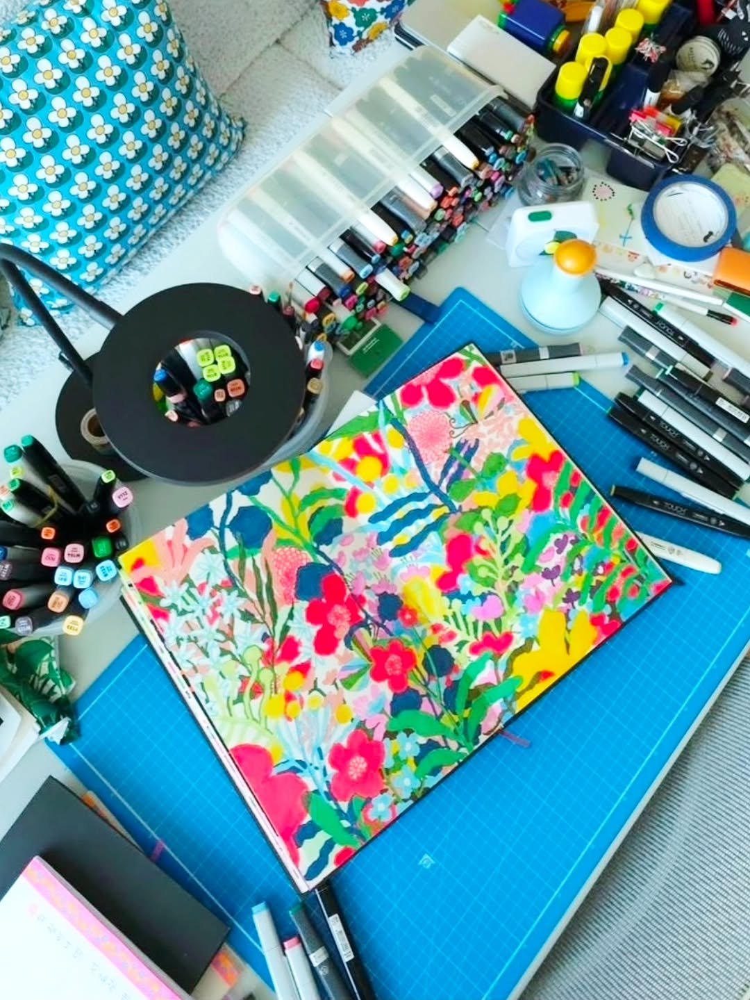 Photo shared by 그림책공작소 on April 18, 2026 tagging @studiomarzan, @flyingfish_37, and @lob_publisher. May be an image of diary, ruler, sketch, pencil case, binder, pen, marker, clipboard, desk and text.