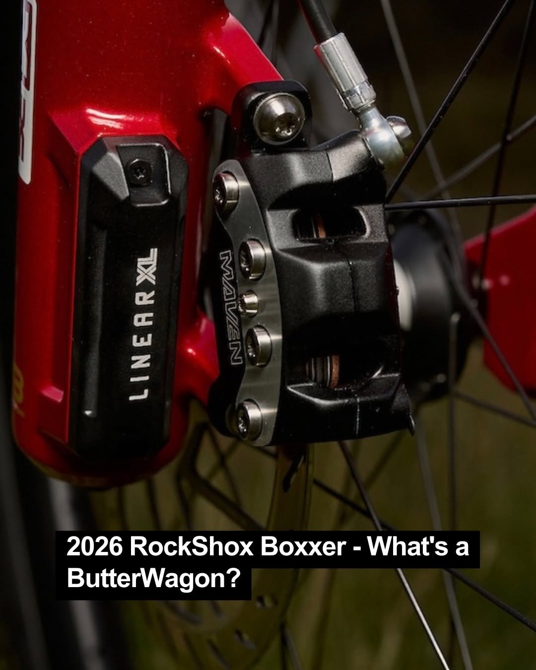 Photo by Pinkbike on February 25, 2026. May be an image of ‎bicycle and ‎text that says '‎LINEARXL SINEARA XL کاه LINE 2026 RockShox Boxxer er ButterWagon? What's a‎'‎‎.