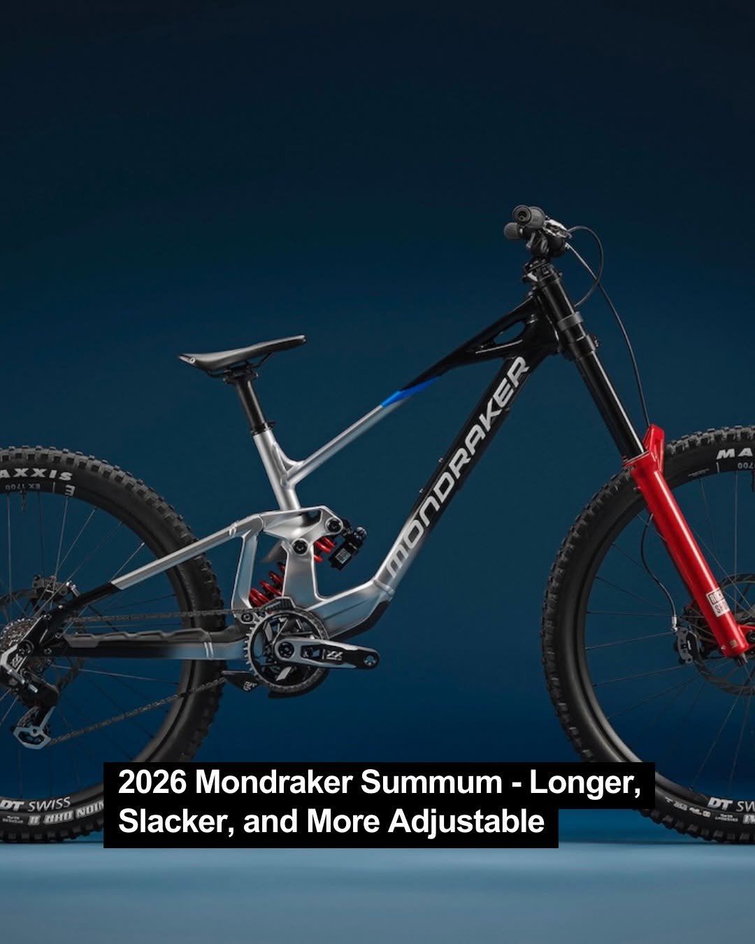 Photo by Pinkbike on February 25, 2026. May be an image of ‎bicycle and ‎text that says '‎m MONDRAKER 2026 Mondraker Summum - Longer, DT SWISS מונמסס Slacker, and More Adjustable BHET N‎'‎‎.