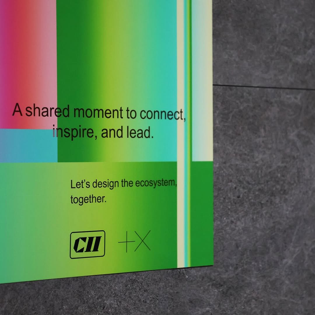 Photo shared by Plus X on June 17, 2025 tagging @cii_design, and @eemsunghwan. May be a graphic of diary, book, magazine, poster and text that says 'A Asharedmomenttoconnect. shared moment to connect, inspire, and lead. Let's design the ecosystem, together. CII CII+X +x'.