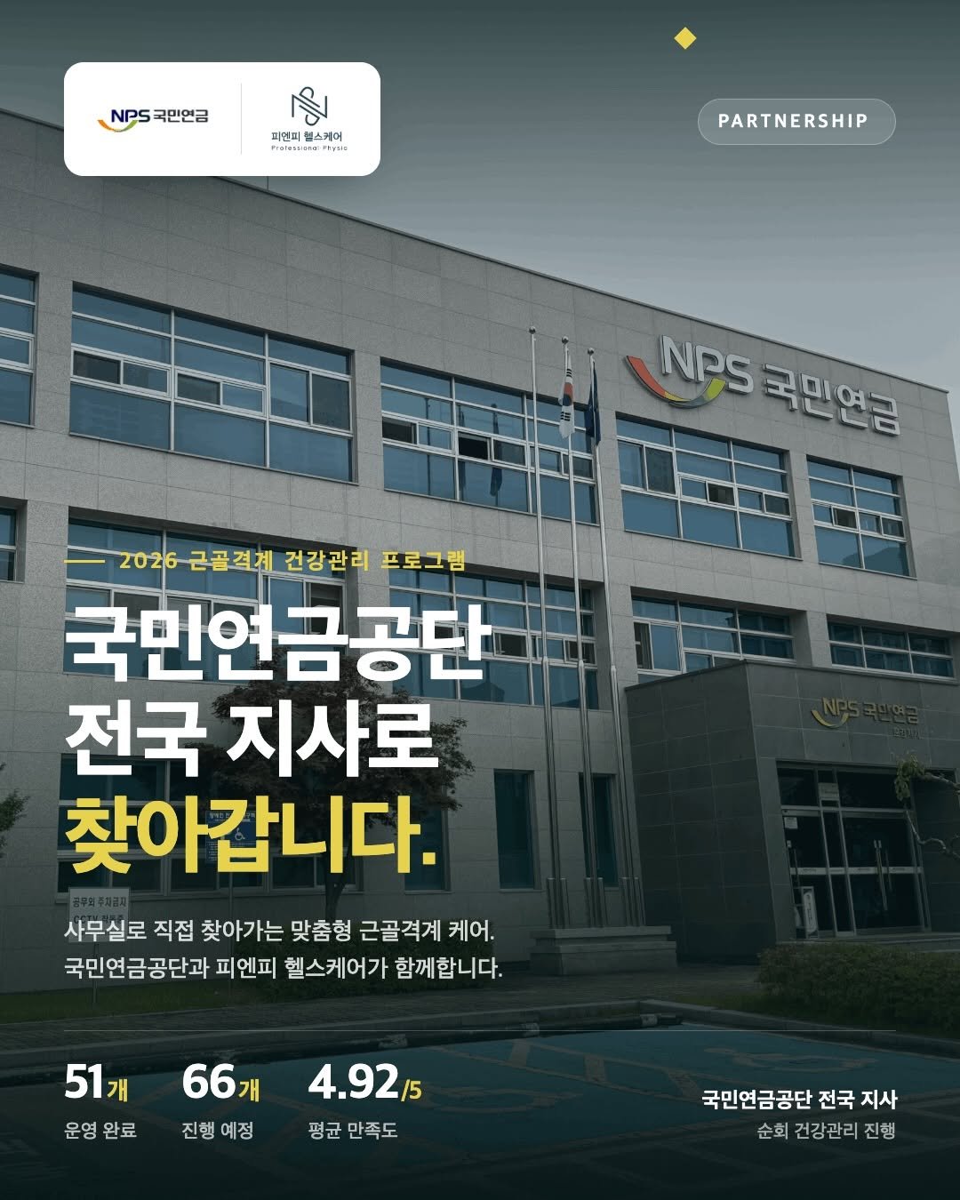 pnp.healthcare_official 게시물 이미지: 🏢 국민연금공단 전국 지사, 사무실로 직접 찾아갑니다.
피엔피 헬스케어 출장강의...