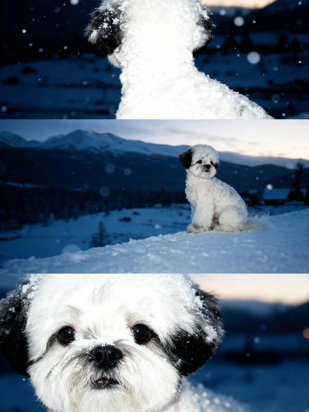 Photo shared by 포차코 on October 29, 2025 tagging @meitu.kr. May be an image of Maltese, Pekinese, collie and text.