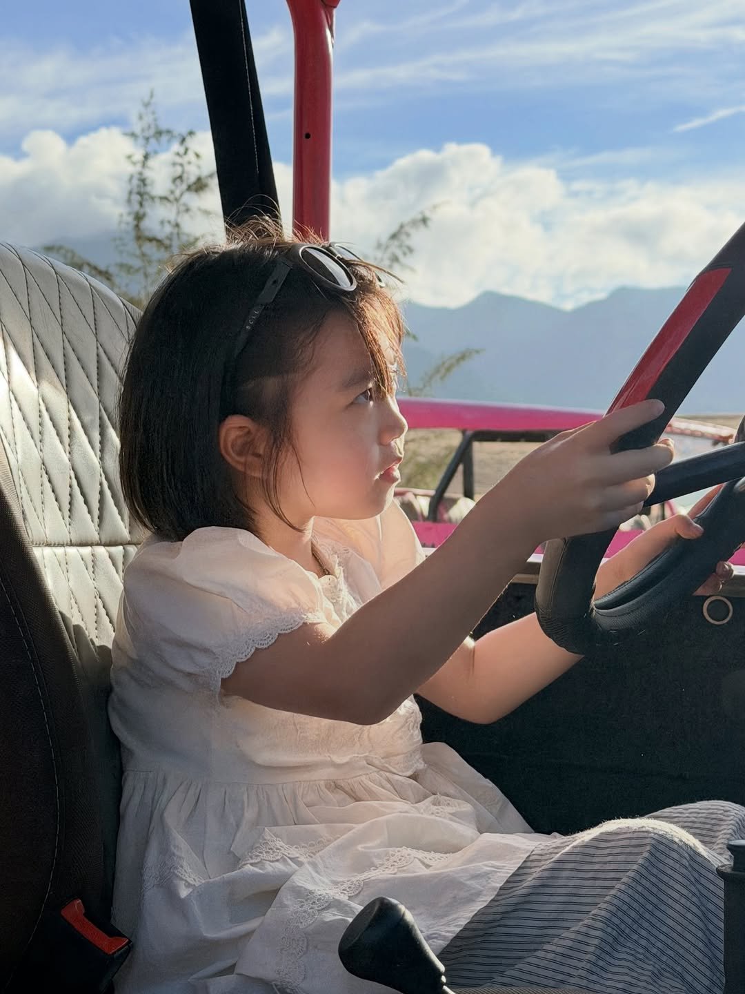 Photo shared by 산버지의 B급 시선 on March 01, 2026 tagging @podo_sana. May be an image of baby, buggy, dune buggy and text.