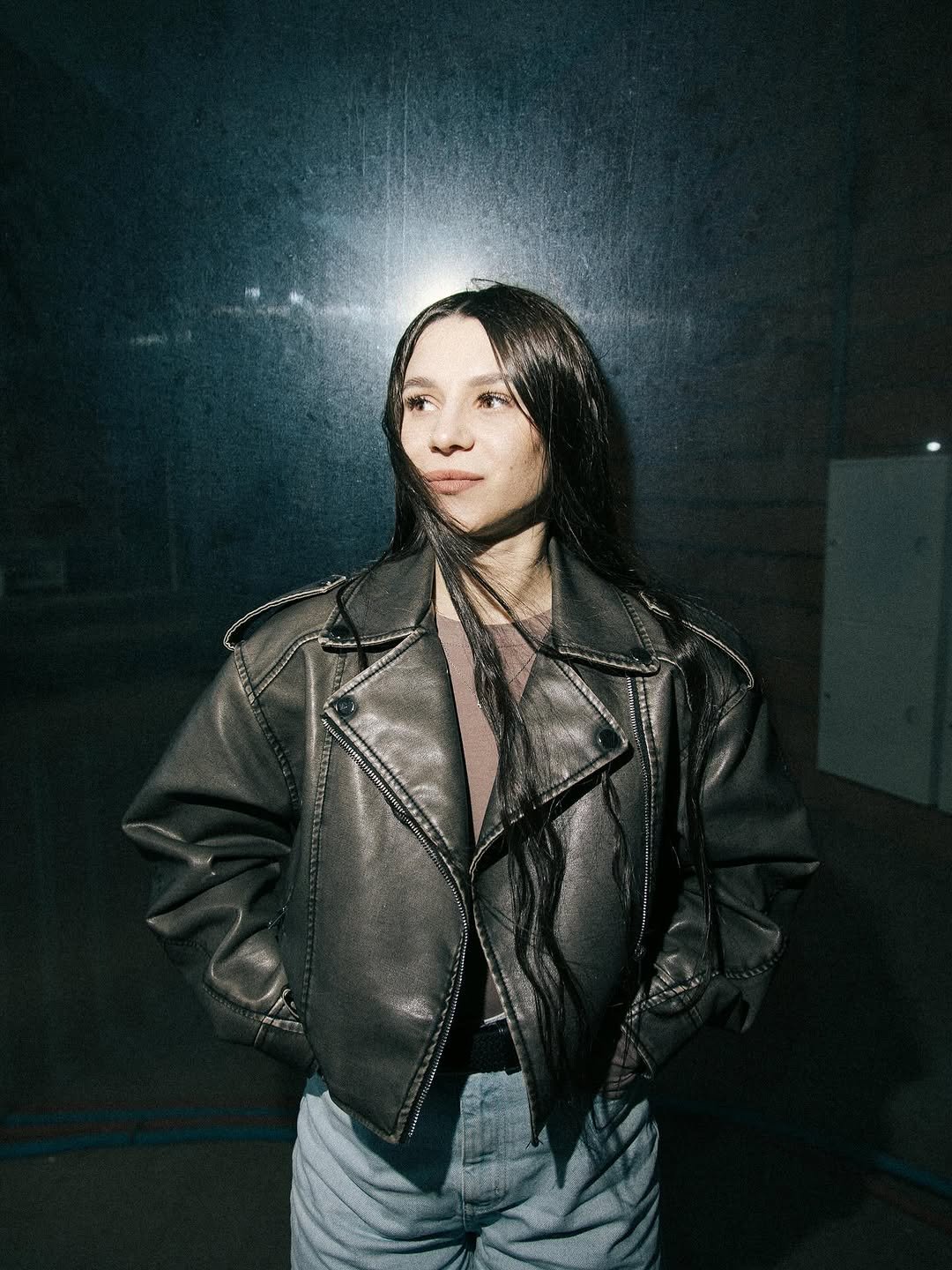 Photo shared by ПОЛИК on September 28, 2025 tagging @hawallkin_. May be an image of 1 person, makeup, coat, jacket and text.