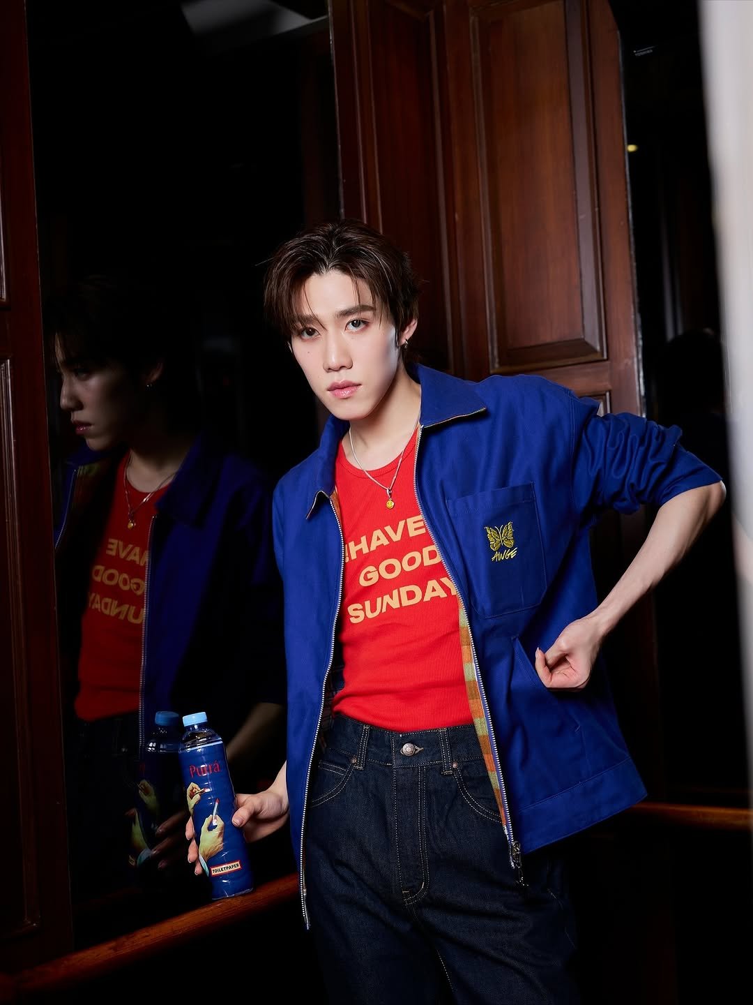 Photo shared by Krit Amnuaydechkorn on November 14, 2025 tagging @purra_mineralwater. May be an image of bolo tie, top and text.