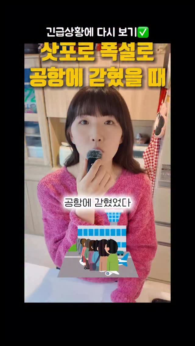 pporo_lee 게시물 이미지: 공항의 모든 교통편이 끊겼다면…!🚨

안녕하세요. 포로리입니다.💕
한동안 폭설로...