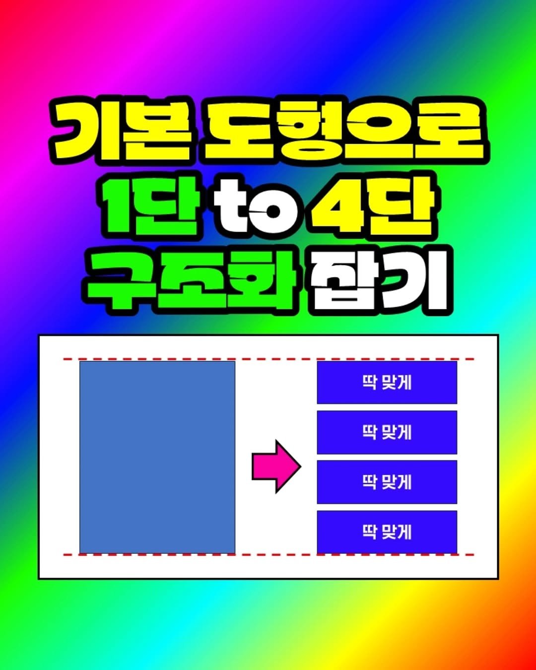 Photo by 팀장님의 마음을 저격하는 사냥꾼 💕 on September 12, 2025. May be an image of poster and text that says '기본 이본도헝으로 1단to 4단 구도화잡기 잡기 딱맞게 딱 맞게 딱 닥맞게 딱 맞게 딱 딱맞게'.