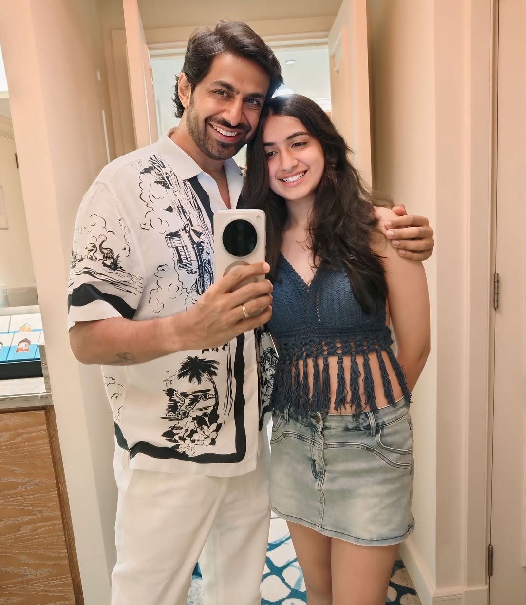 Photo shared by Praveen Bhat Photography on February 13, 2026 tagging @syrabhat. May be a selfie of one or more people, people smiling, top, sundress, barong and text.