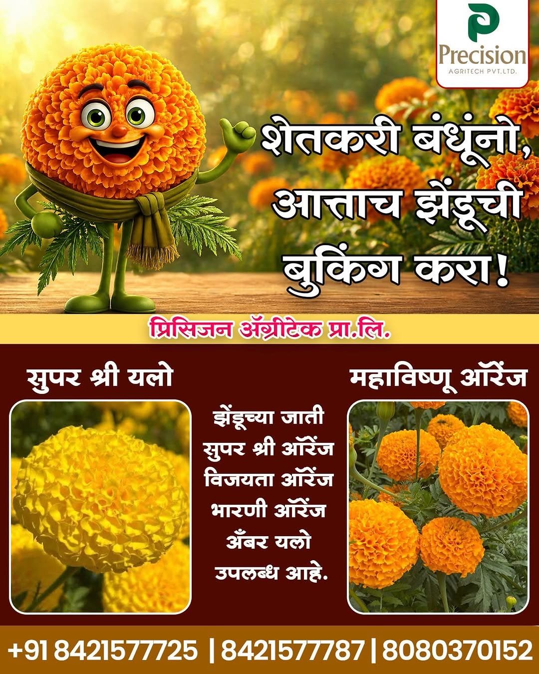 precision_agritech 게시물 이미지: 🌼 शेतकरी बांधूंनो लक्ष द्या!
आताच झेंडू...